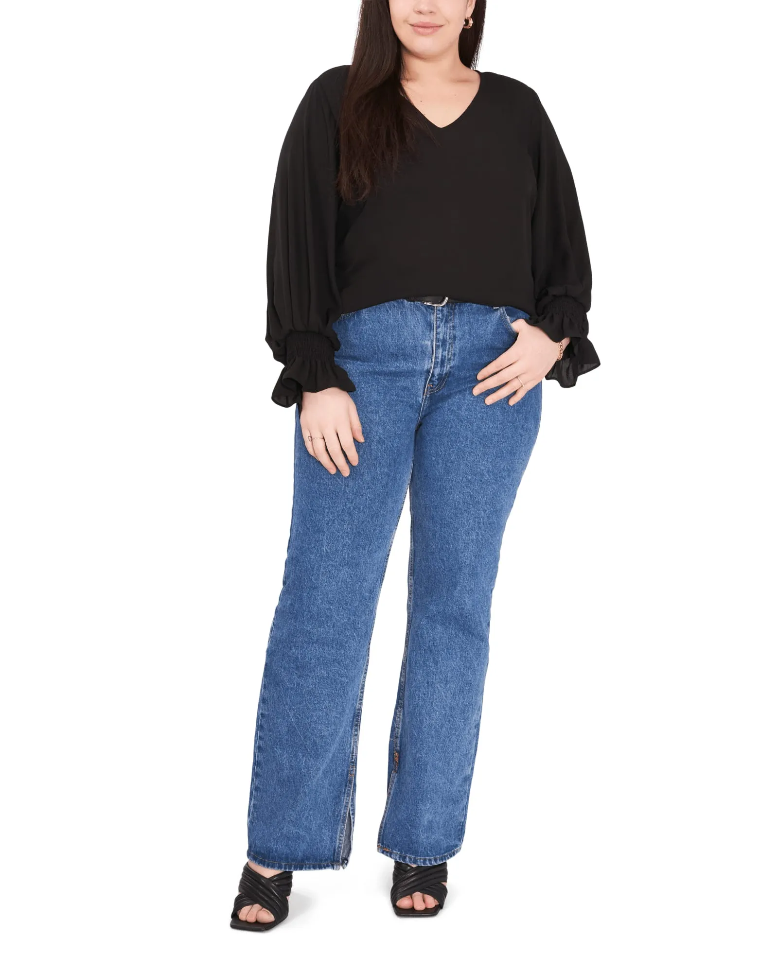 Allie V-Neck Blouse | RICH BLACK