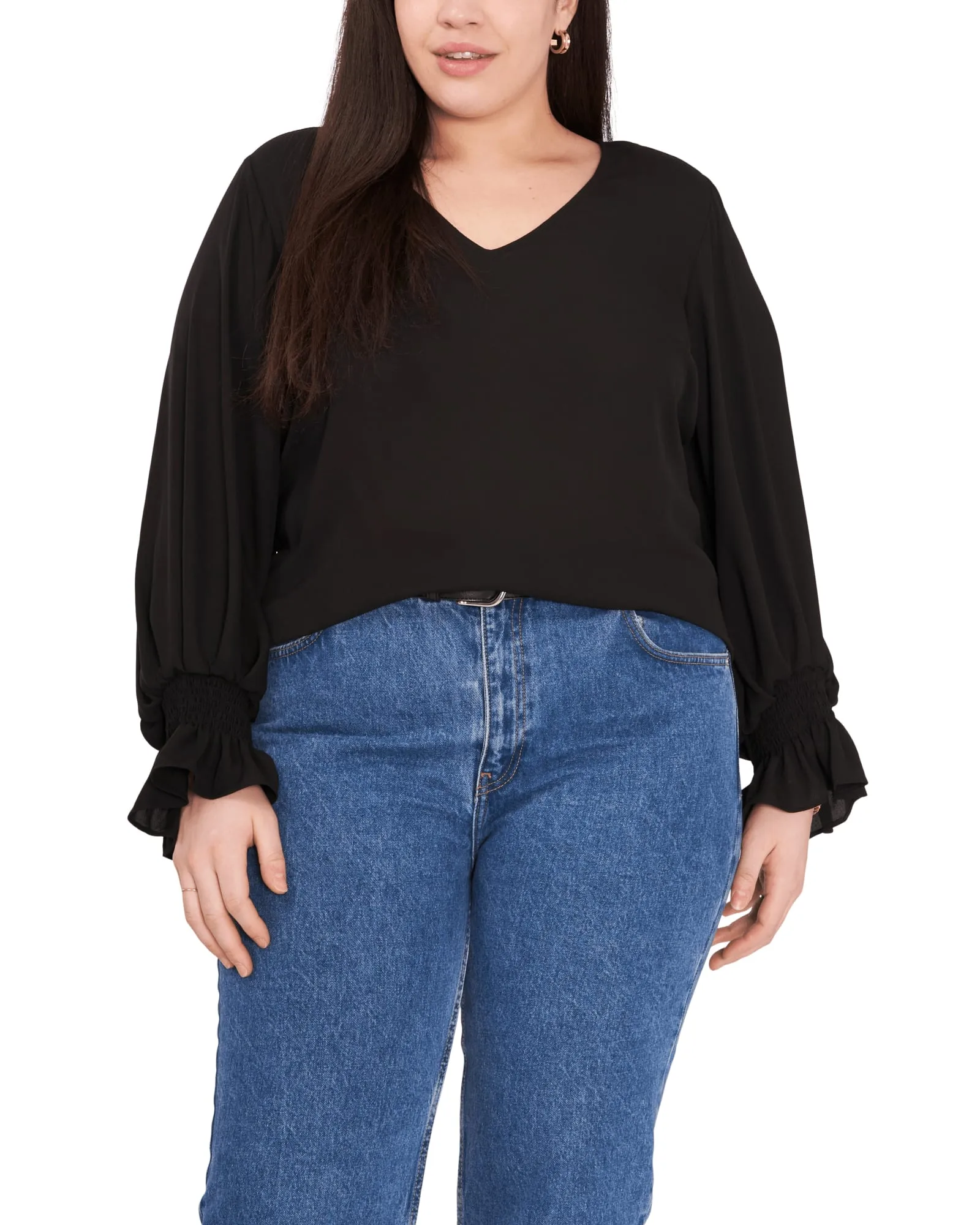 Allie V-Neck Blouse | RICH BLACK