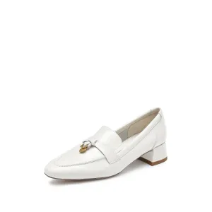 Beige Classic Signature Patent Loafers