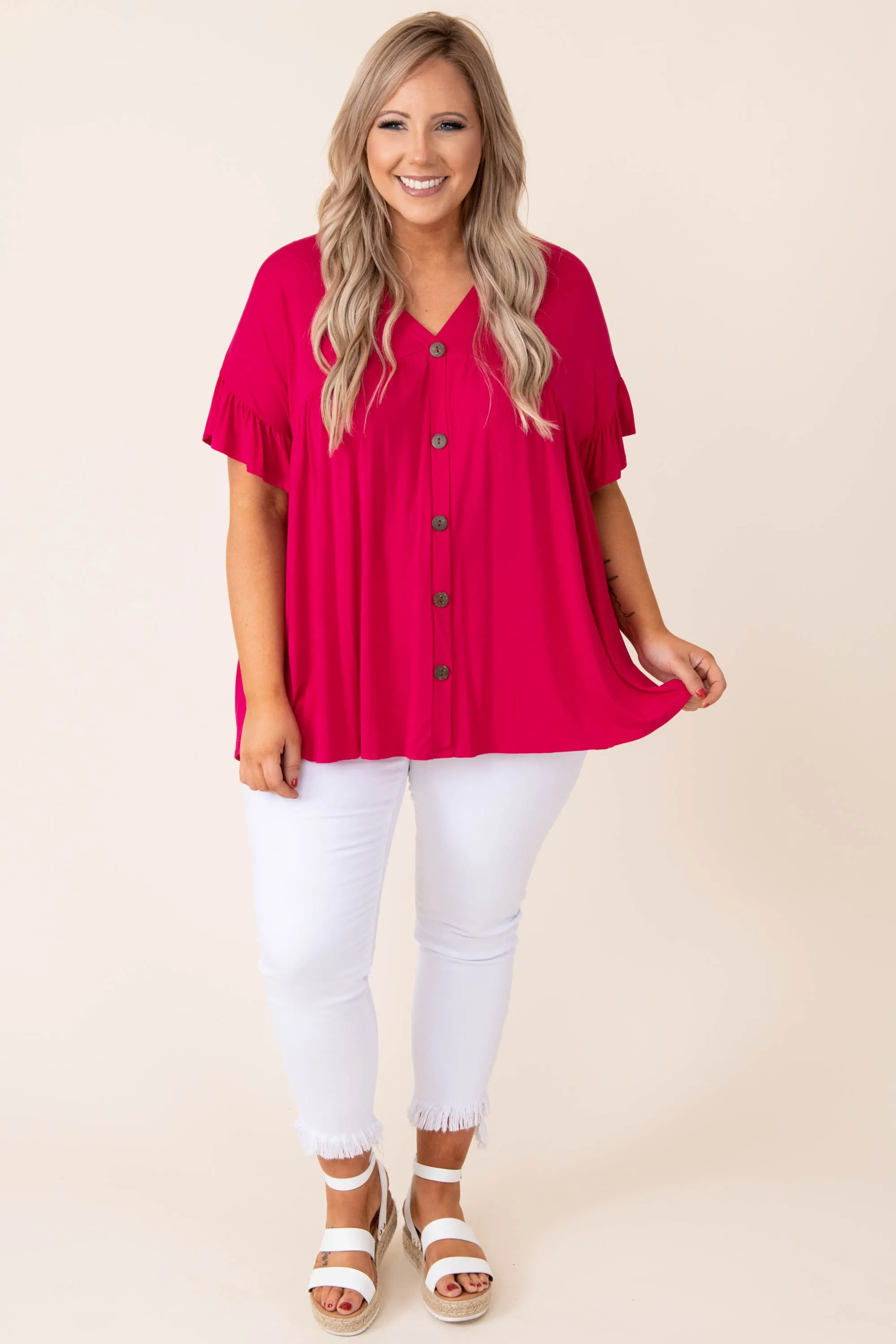 Bittersweet Beginnings Top, Hot Pink