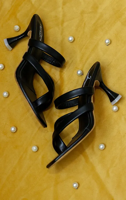 Brauch Women's Black Multistrap Spool Heel