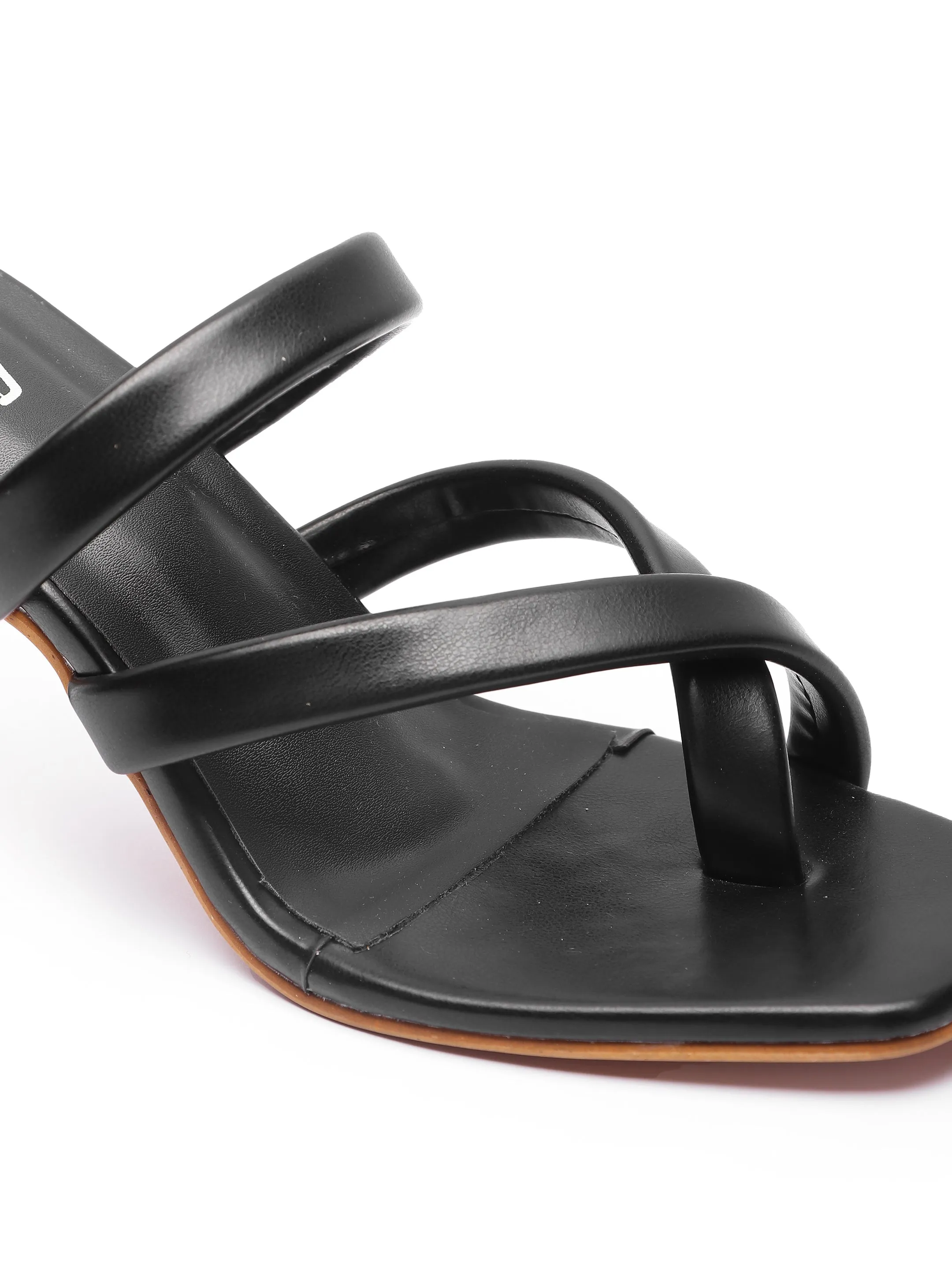Brauch Women's Black Multistrap Spool Heel