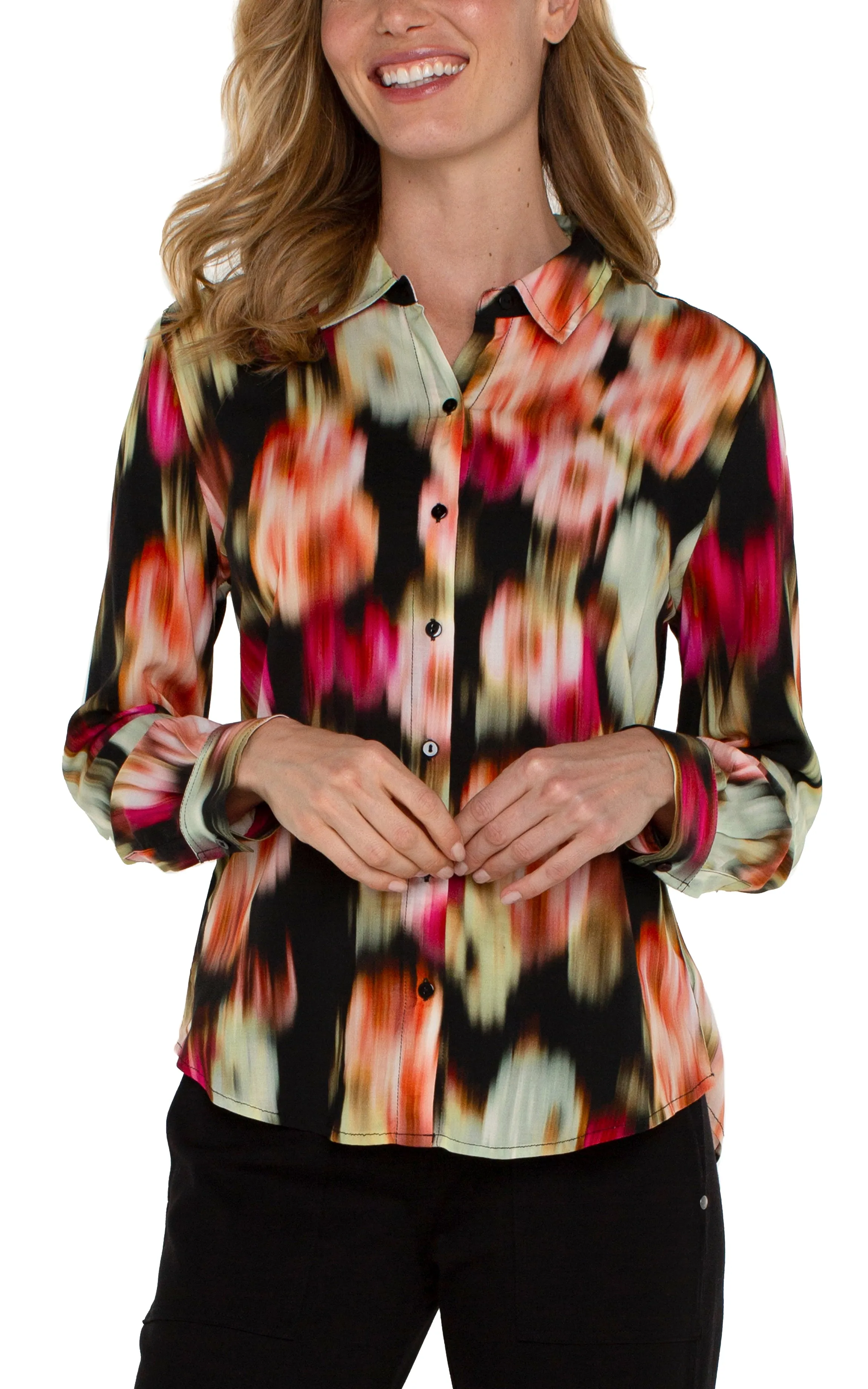 BUTTON UP WOVEN BLOUSE