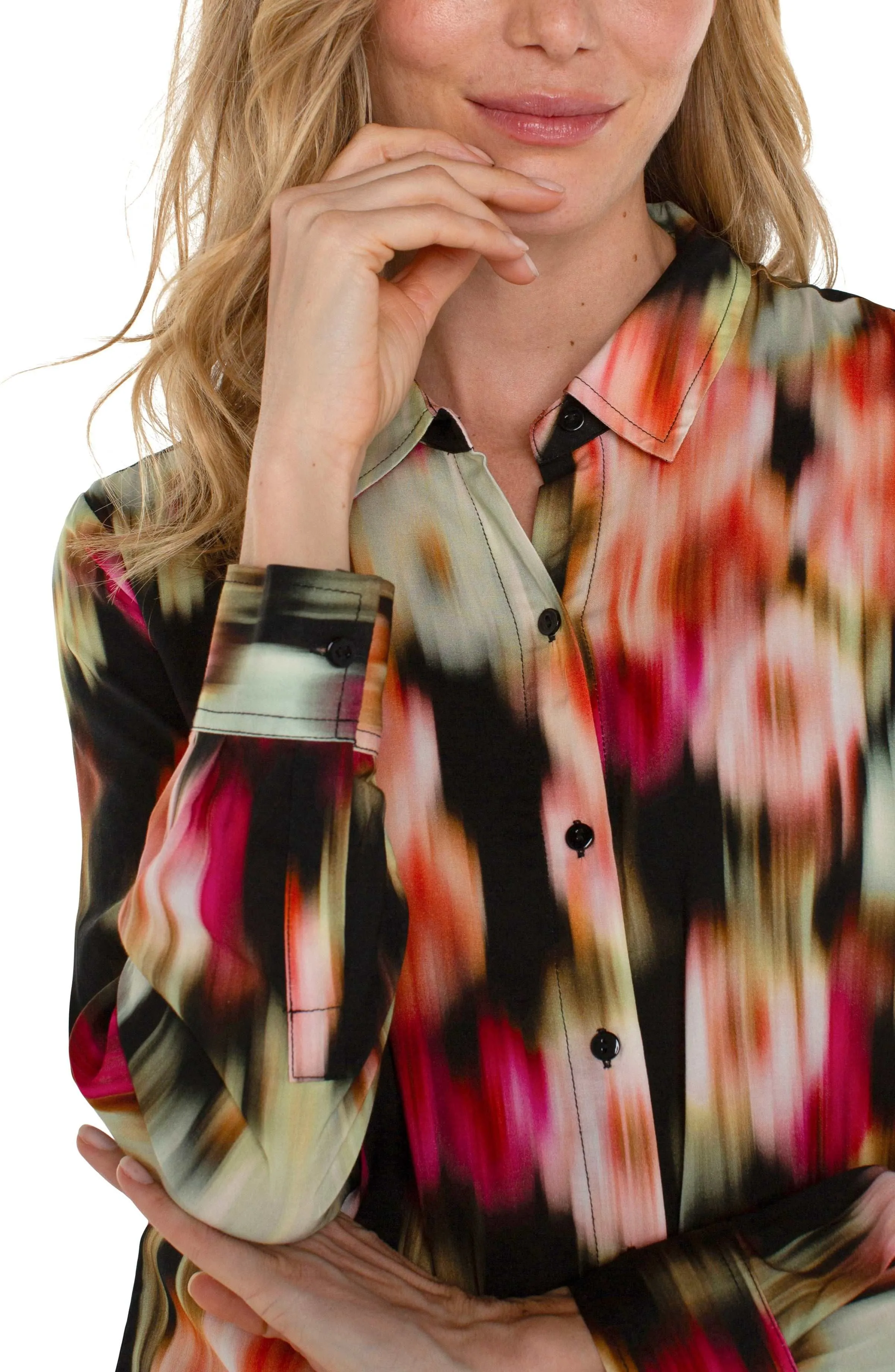 BUTTON UP WOVEN BLOUSE