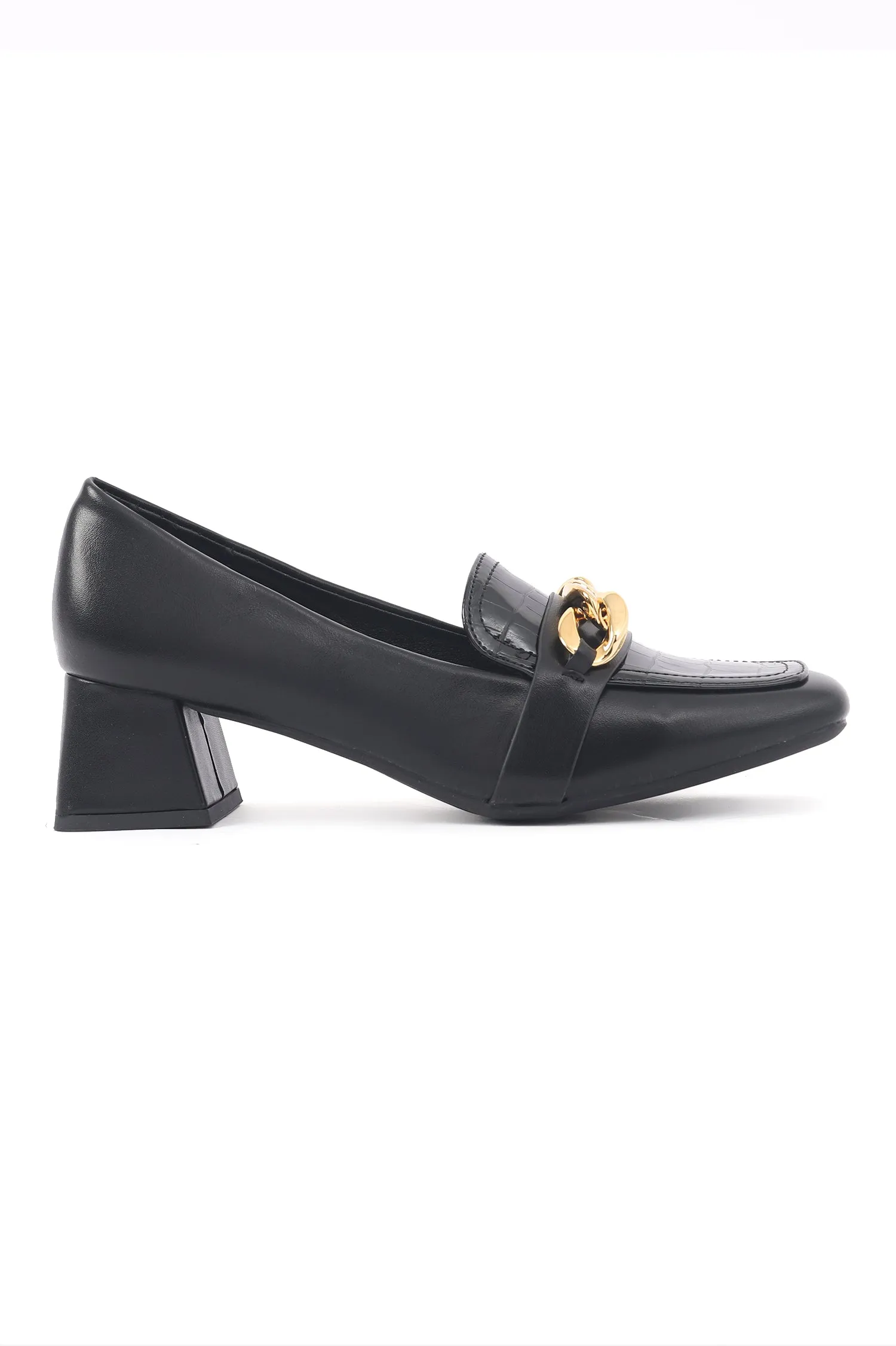 CHAINED HEEL PUMPS-BLACK