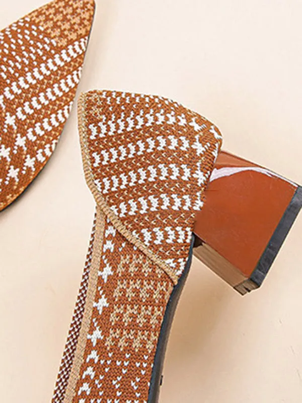 Chicmy-Houndstooth Pointed-Toe Shoes Pumps