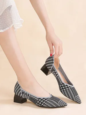 Chicmy-Houndstooth Pointed-Toe Shoes Pumps