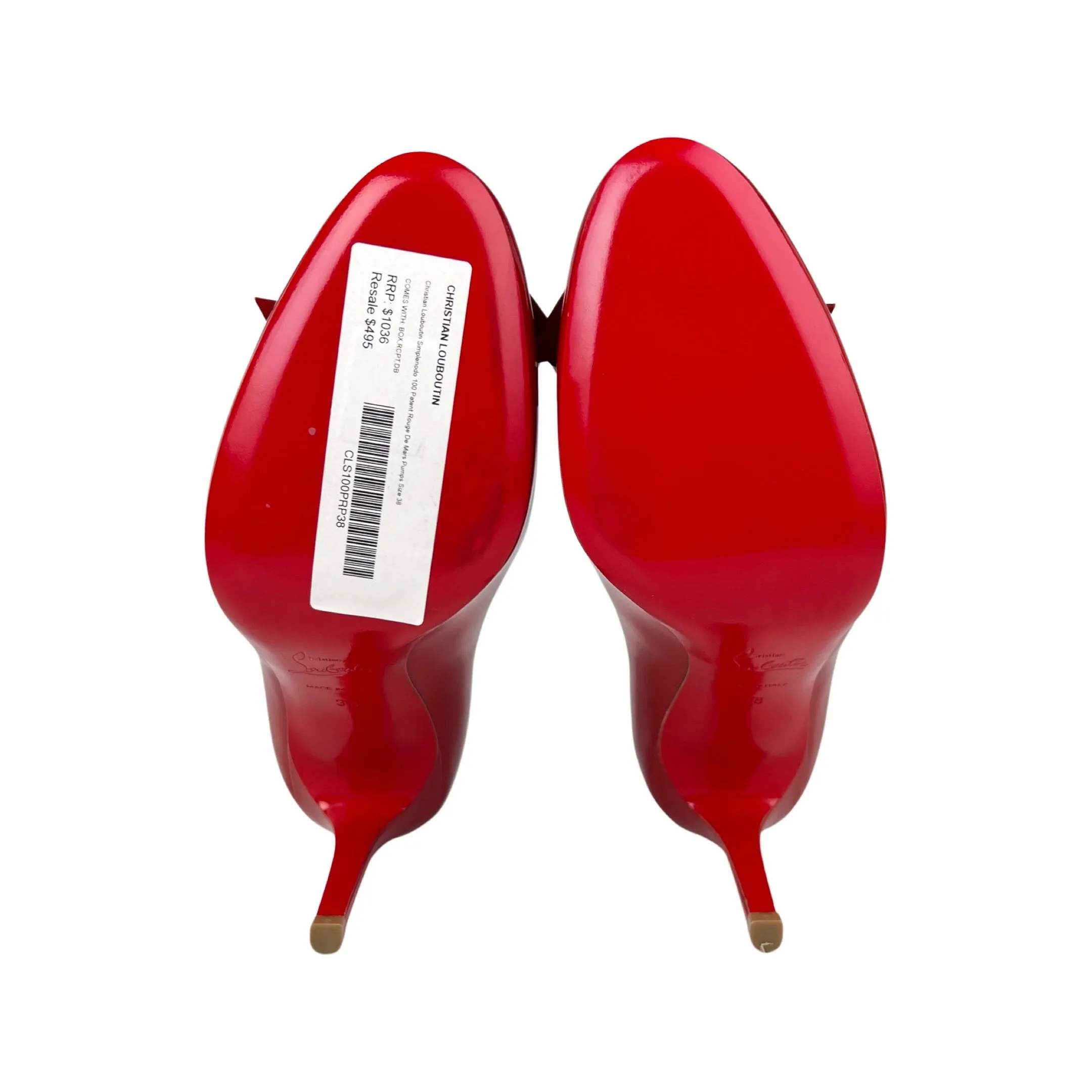 Christian Louboutin Simplenodo 100 Patent Rouge De Mars Pumps