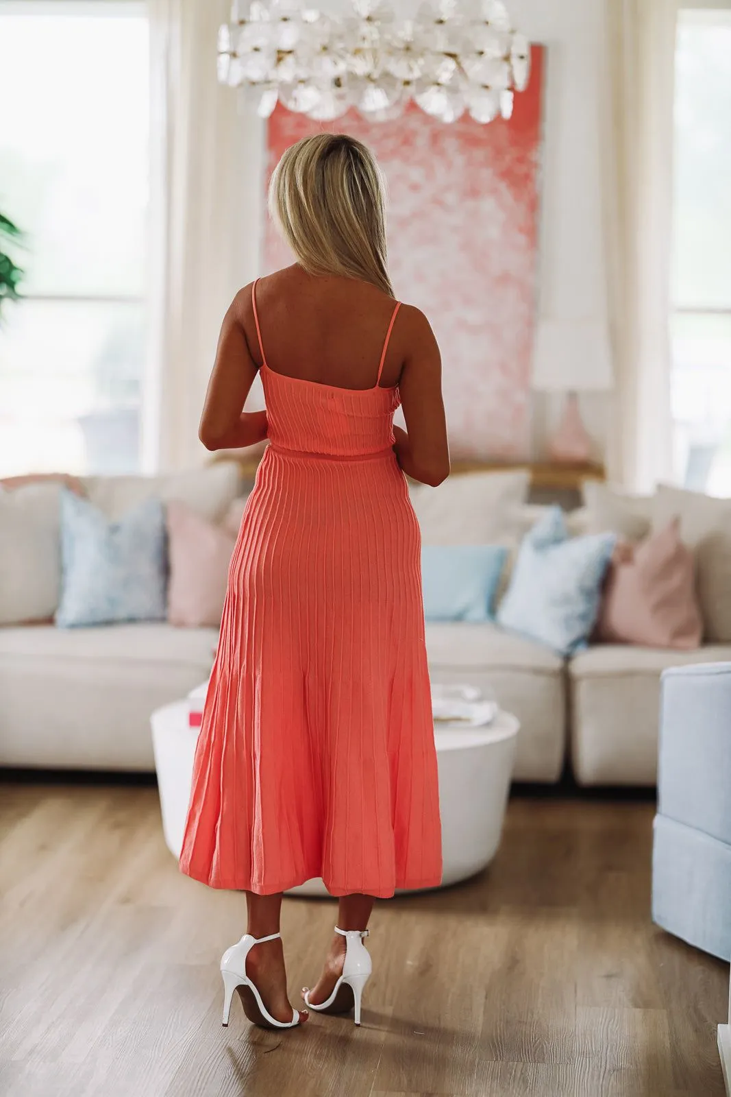 Daily Stroll Midi Dress - Coral