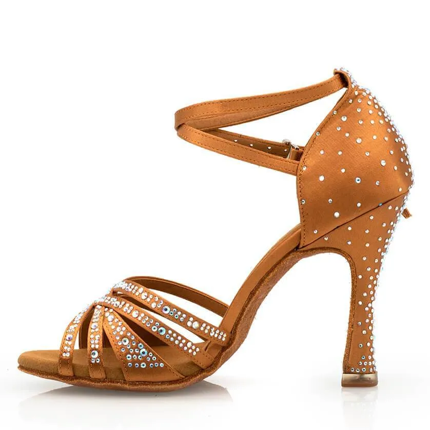 Deloro - Rhinestone Performance Latin Dance Shoes (Suede Sole)