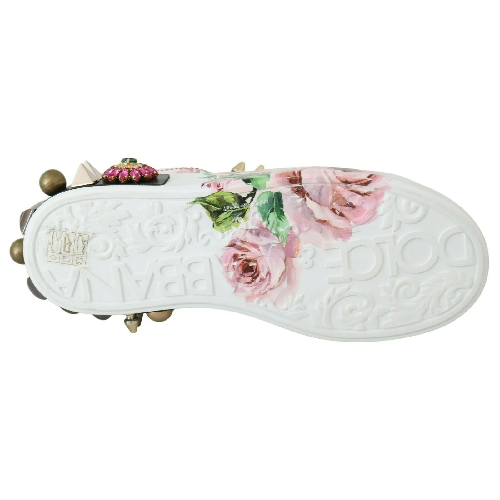 Dolce & Gabbana Floral Crystal-Embellished Leather Sneakers