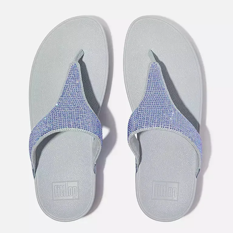 Fitflop - LULU Crystal Embellished Toe-Post Sandal - Quiet Blue