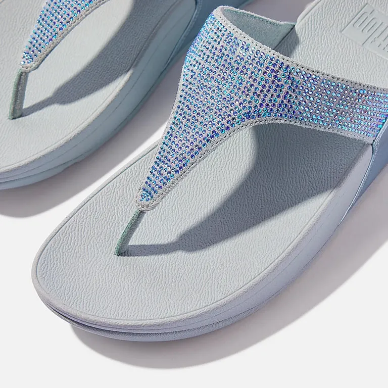 Fitflop - LULU Crystal Embellished Toe-Post Sandal - Quiet Blue