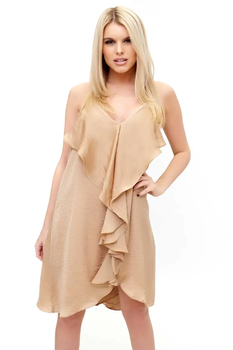 Francessia - Gold Frill Shift Dress