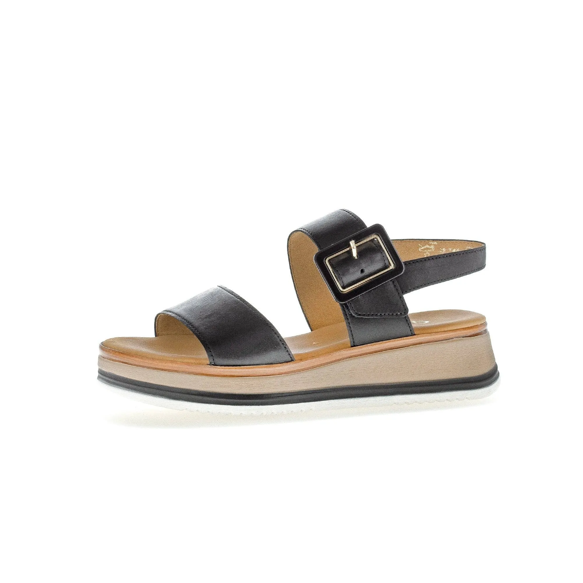 Gabor 42.744.57 Aviemore Ladies Black Leather Buckle Sandals
