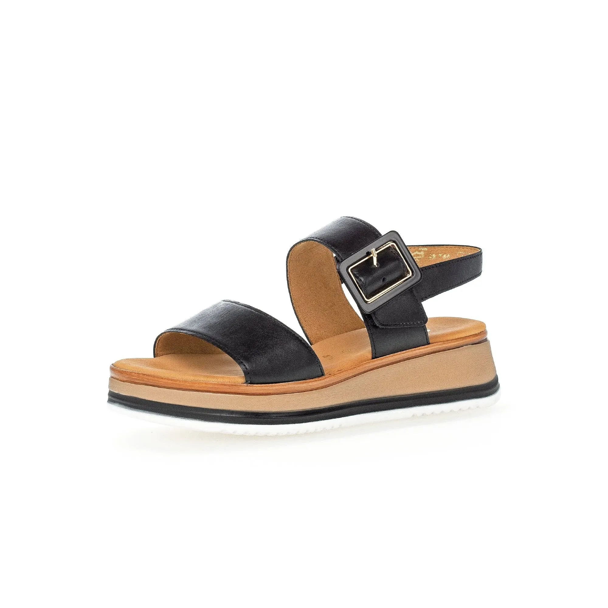 Gabor 42.744.57 Aviemore Ladies Black Leather Buckle Sandals
