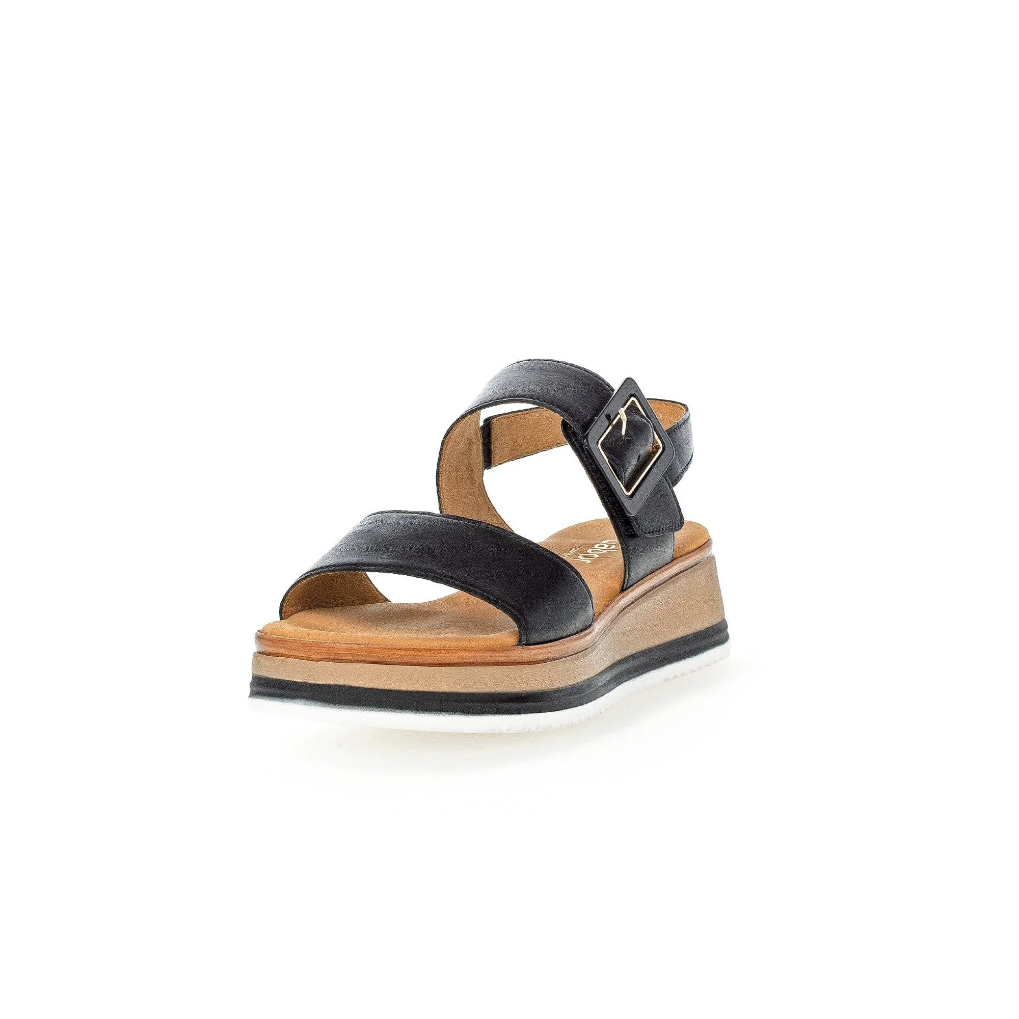 Gabor 42.744.57 Aviemore Ladies Black Leather Buckle Sandals