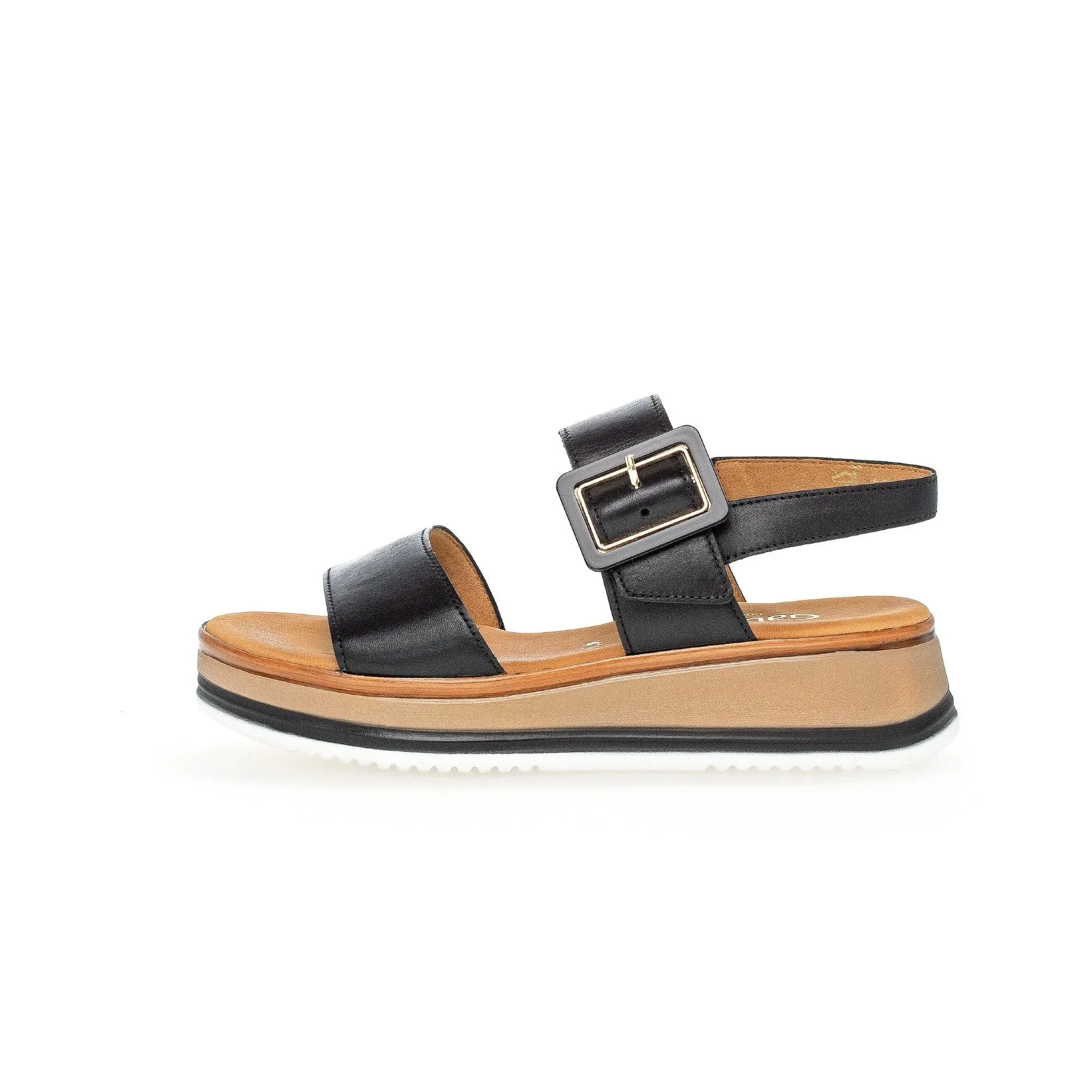 Gabor 42.744.57 Aviemore Ladies Black Leather Buckle Sandals