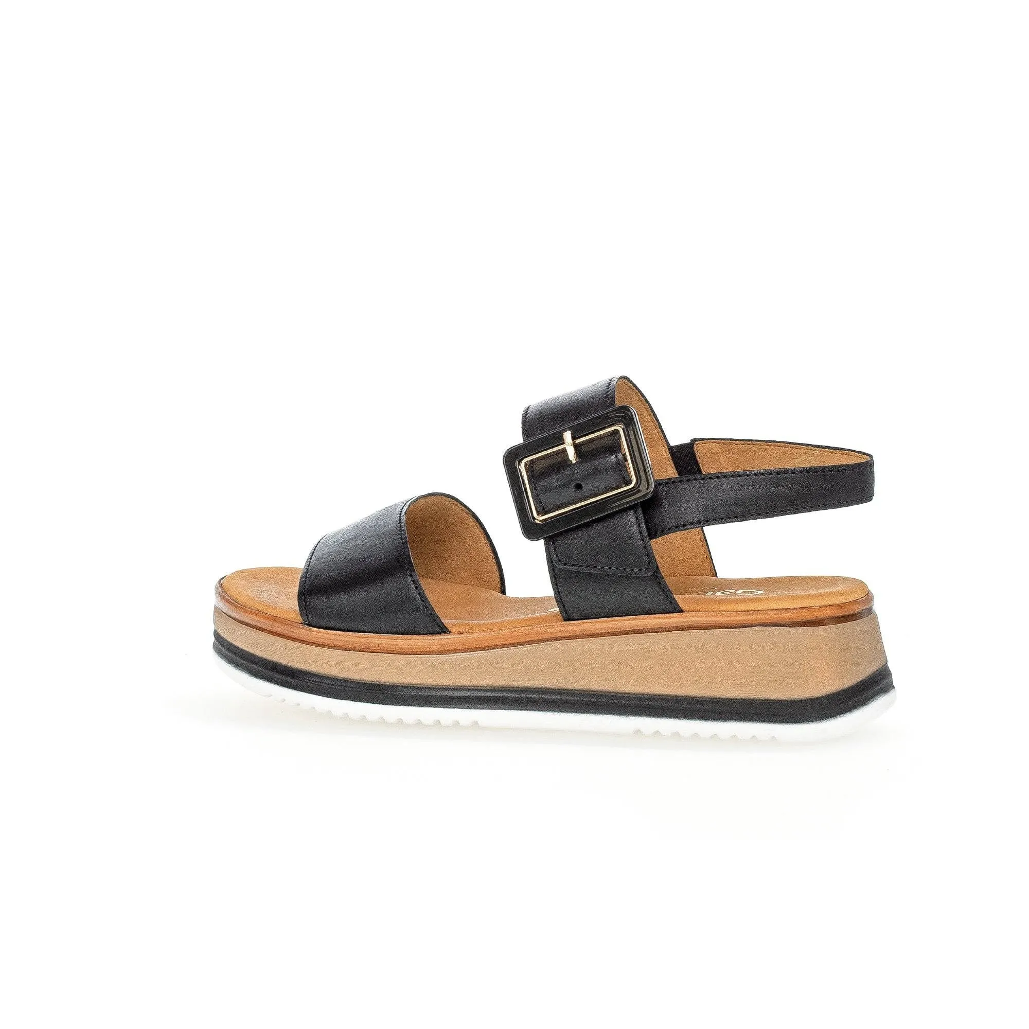 Gabor 42.744.57 Aviemore Ladies Black Leather Buckle Sandals