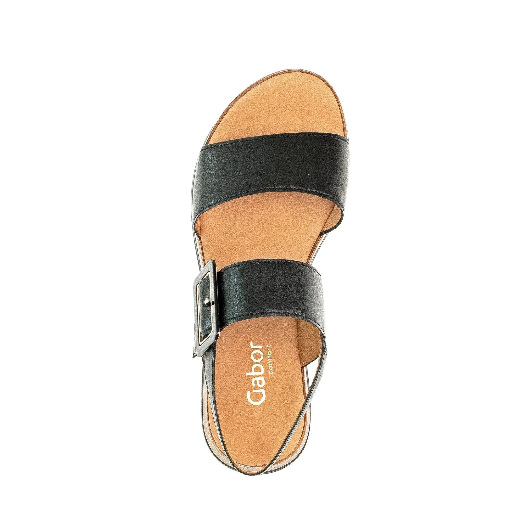 Gabor 42.744.57 Aviemore Ladies Black Leather Buckle Sandals
