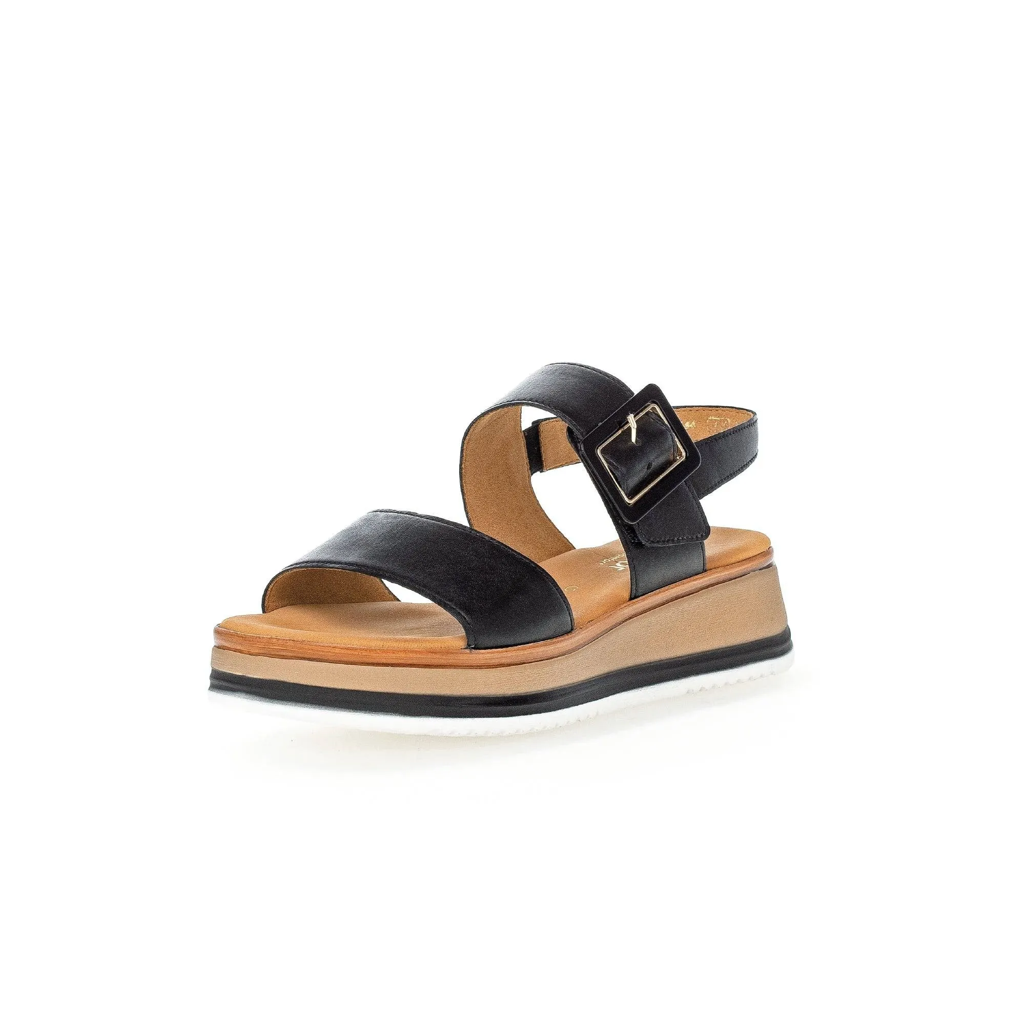 Gabor 42.744.57 Aviemore Ladies Black Leather Buckle Sandals