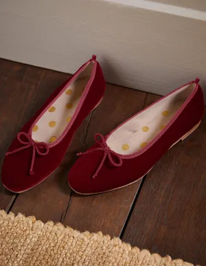 High Cut Ballerinas-Wine Velvet