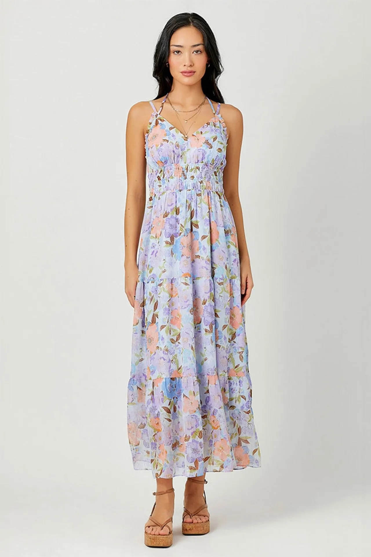 Layla Long Tiered Dress Lavender