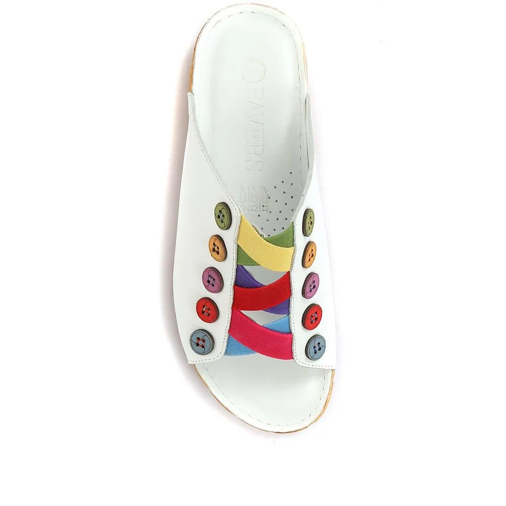 Leather Mule Wedge Sandals - KARY33005 / 320 022
