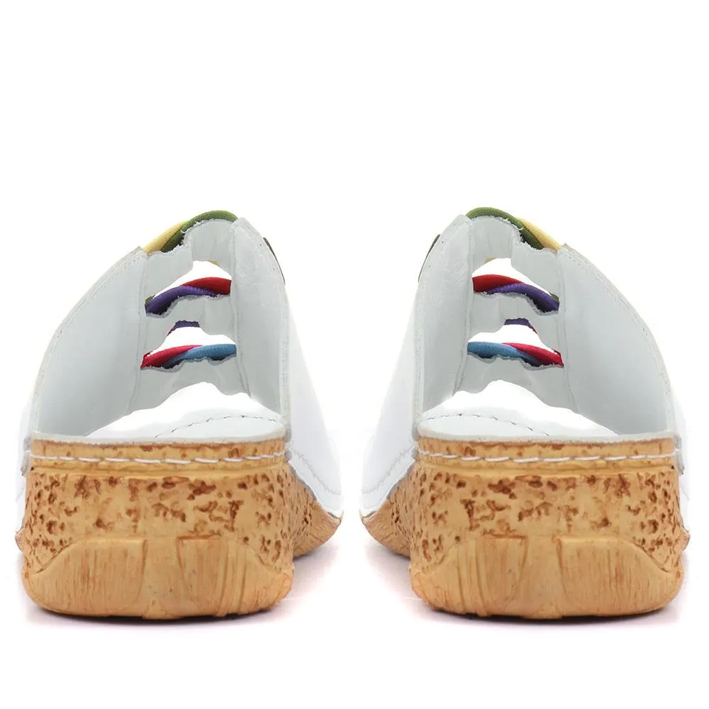 Leather Mule Wedge Sandals - KARY33005 / 320 022