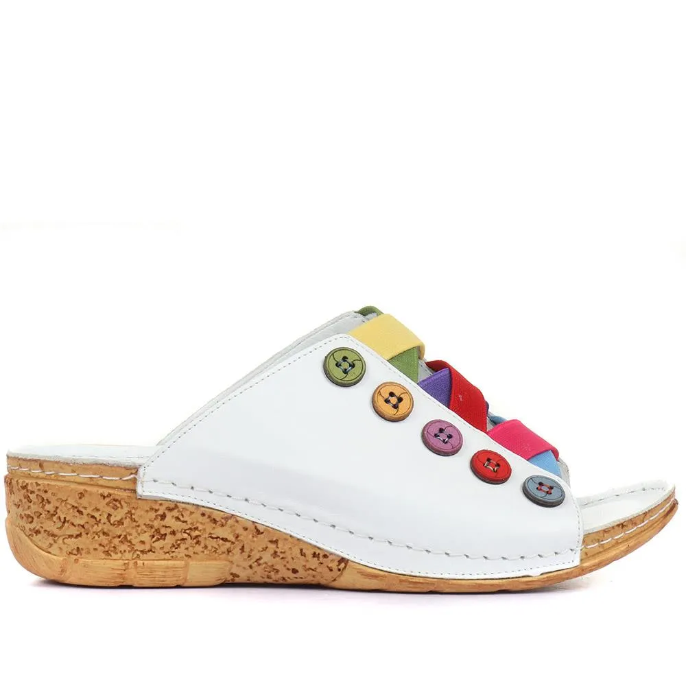 Leather Mule Wedge Sandals - KARY33005 / 320 022