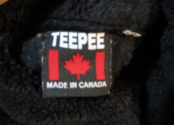 Mens TEEPEE CANADA NATIVE EAGLE Fleece Coat Jacket Black RED S Ethnic