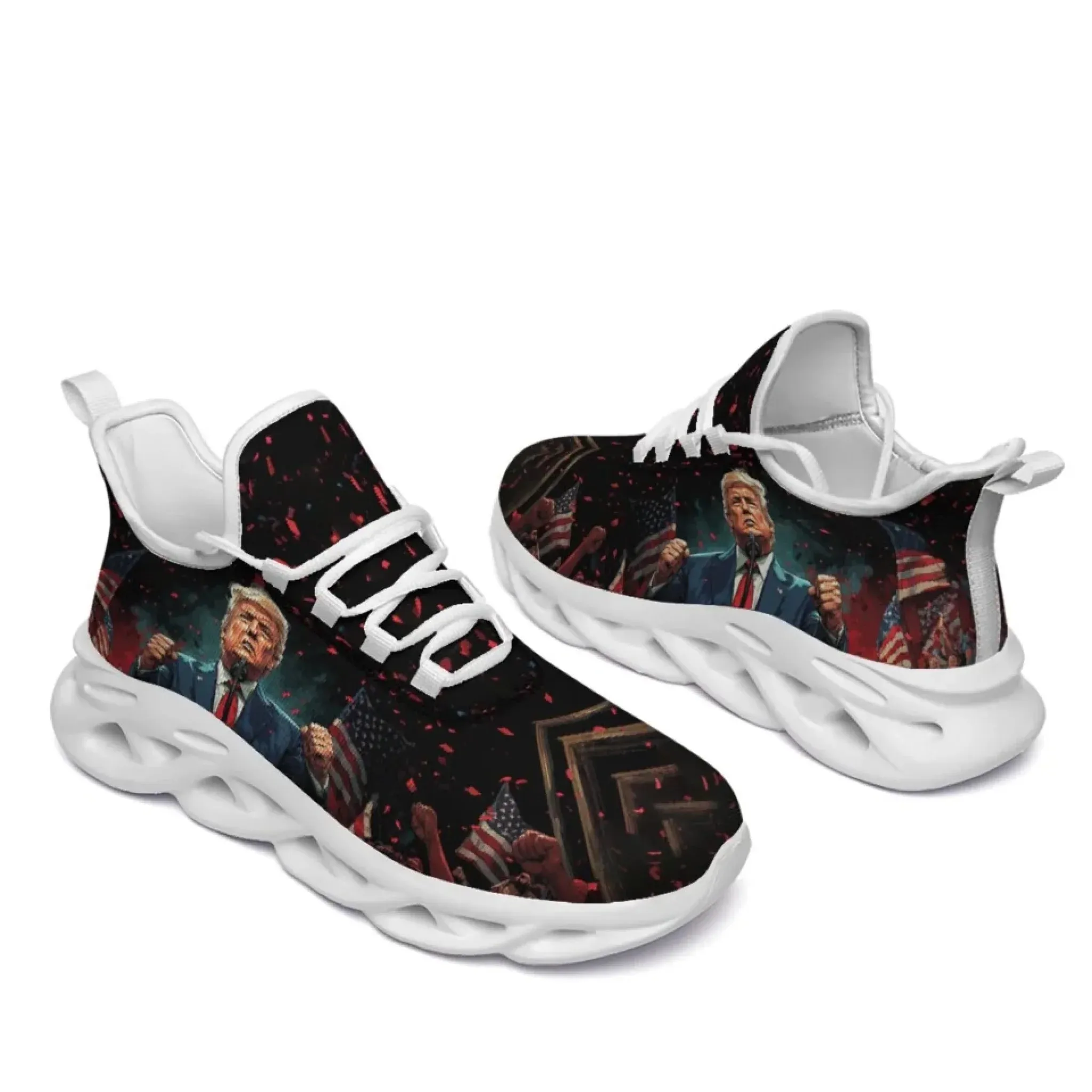 Personalized Trump- Theme Sneakers, Custom MAGA Shoes, Breathable Unisex Patriotic Shoes