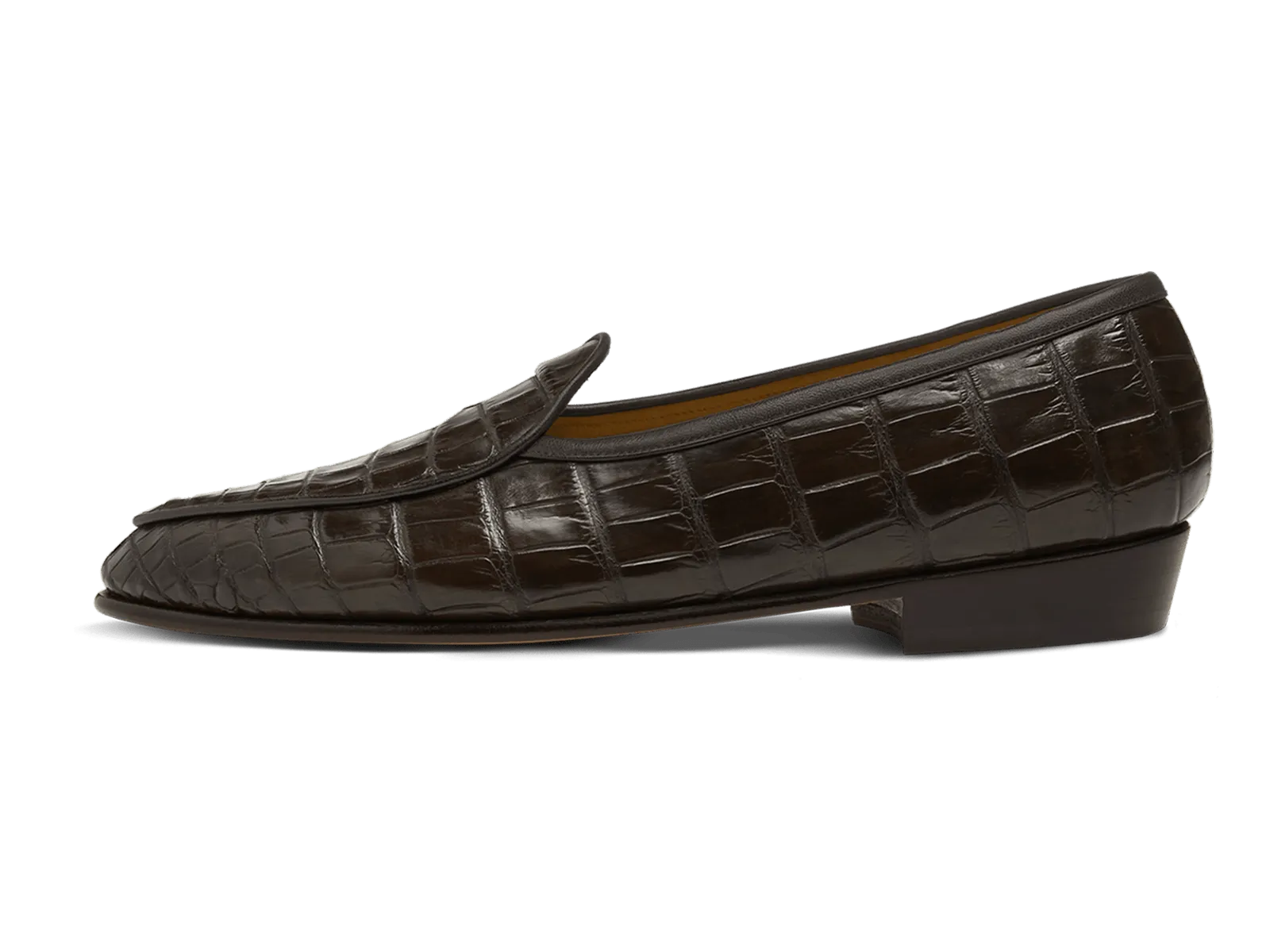 Sagan Classic Precious Leather Loafers in Dark Brown Crocodile