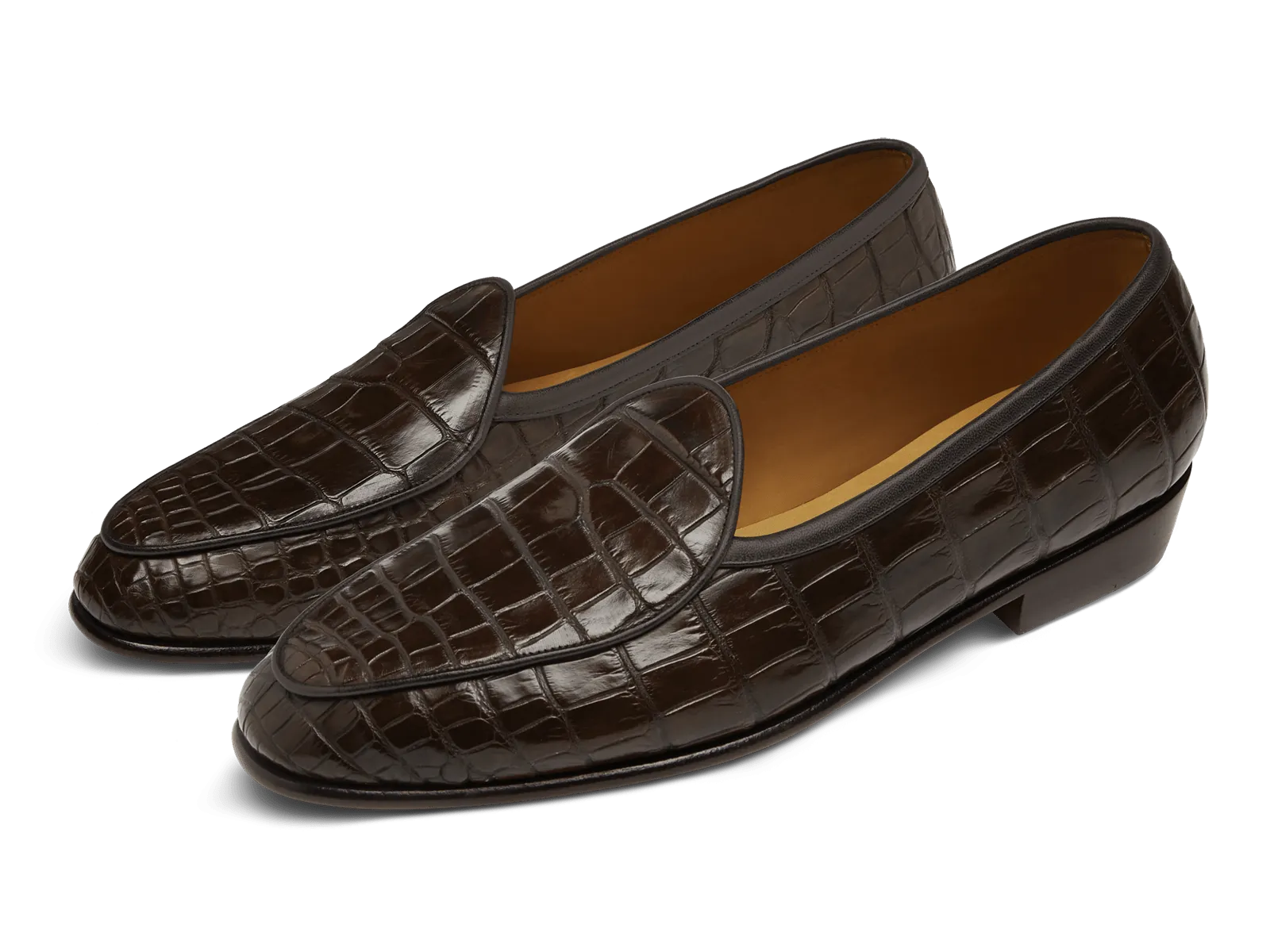 Sagan Classic Precious Leather Loafers in Dark Brown Crocodile