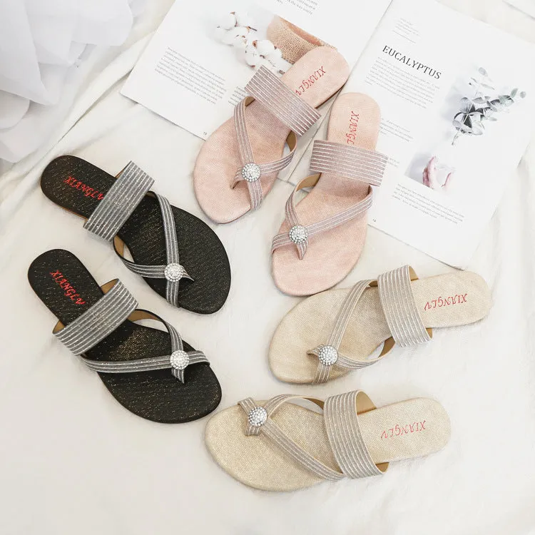 SIKETU | Slide Flip Flop Sandals With Rhinestone