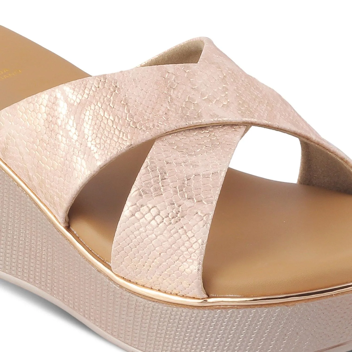 The Savvy Champagne Women's Dress Wedge Sandals Tresmode