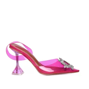 Trendy Pink Slingback Heels with Embellished Toe | 476K-P