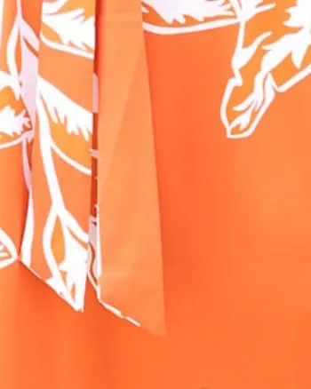 Tropical Floral Tie Waist Flowy Maxi Dress | Orange